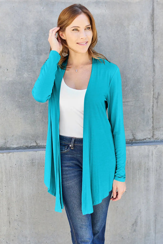 Basic Bae - Full Size - Open Front - Long Sleeve Cardigan - Pfresh