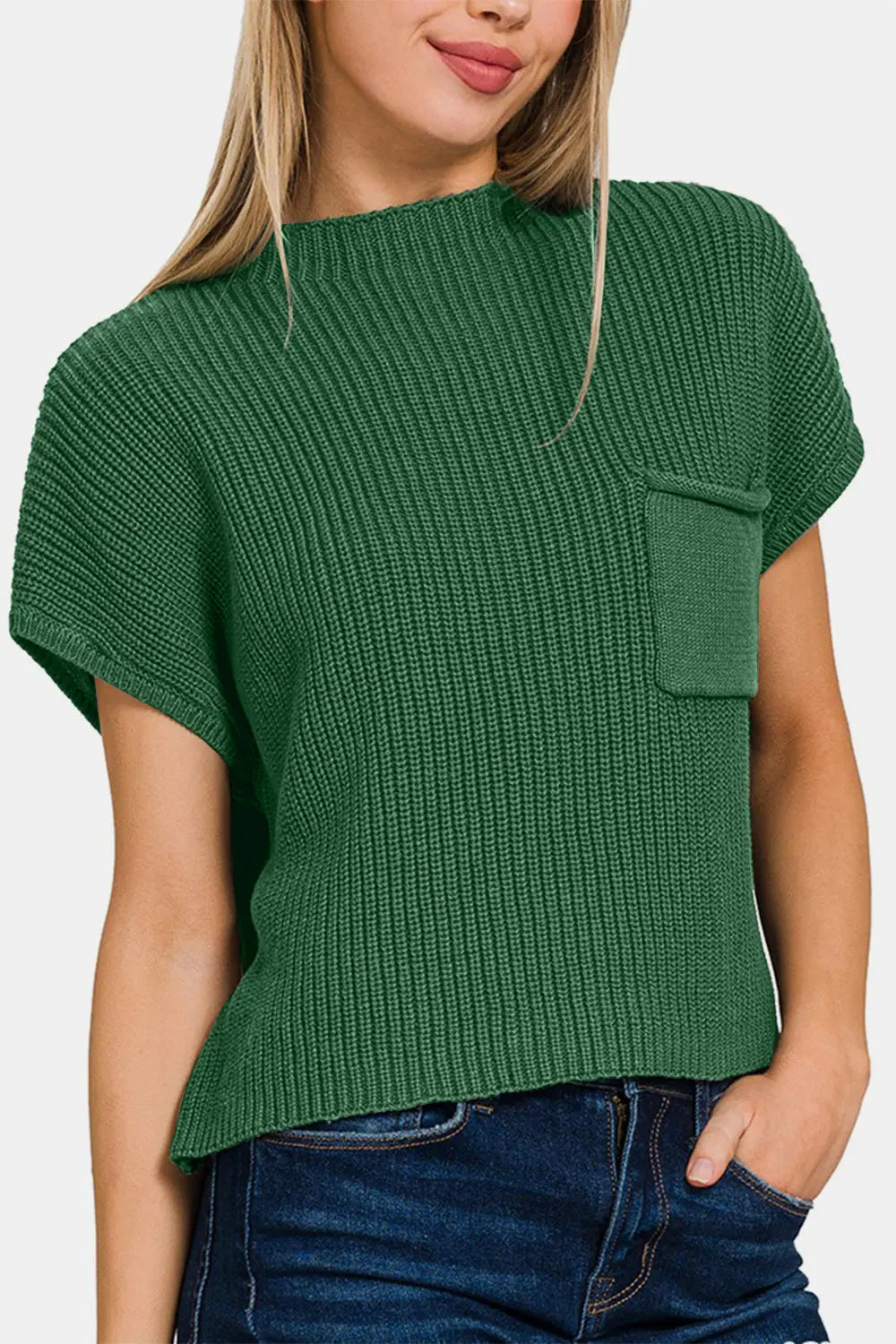 Zenana - Mock Neck - Short Sleeve Cropped Sweater - Pfresh