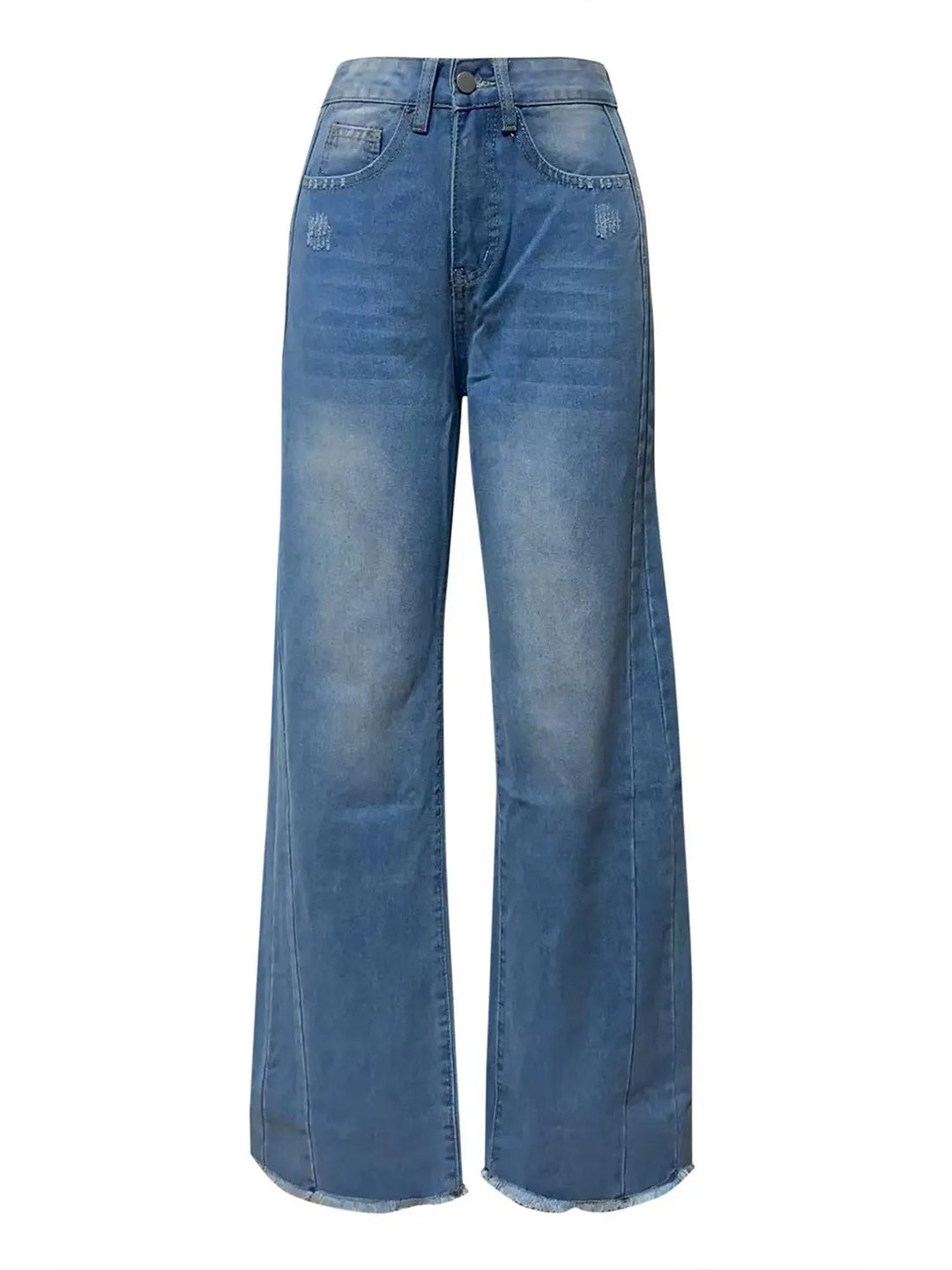 Raw Hem - Wide Leg - Jeans with Pockets - Pfresh