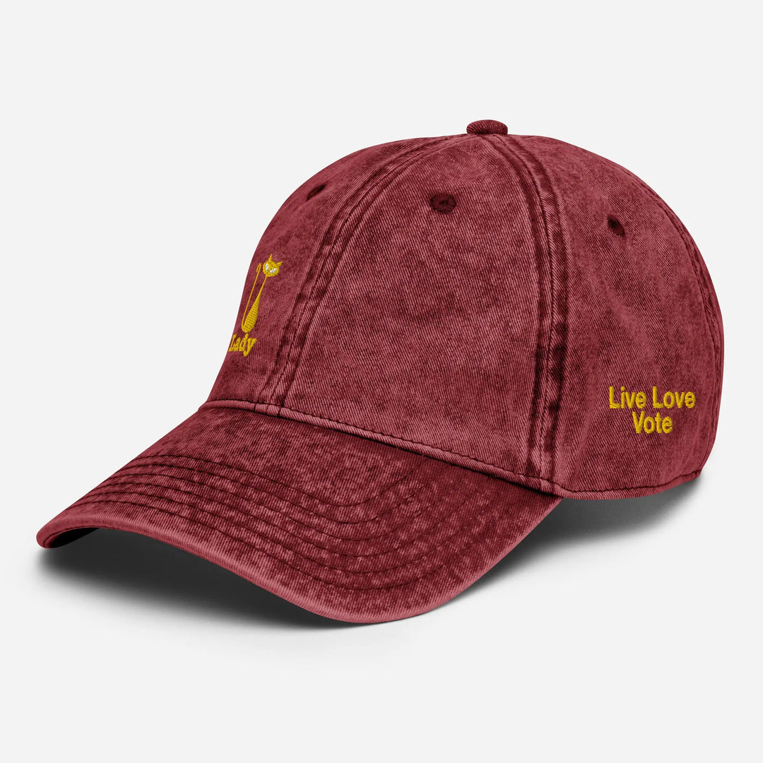 "Cat Lady" - "Live, Love, Vote"  Baseball Cap - Pfresh